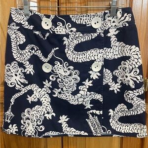 Lilly Pulitzer Navy and White Dragon Mini Skirt